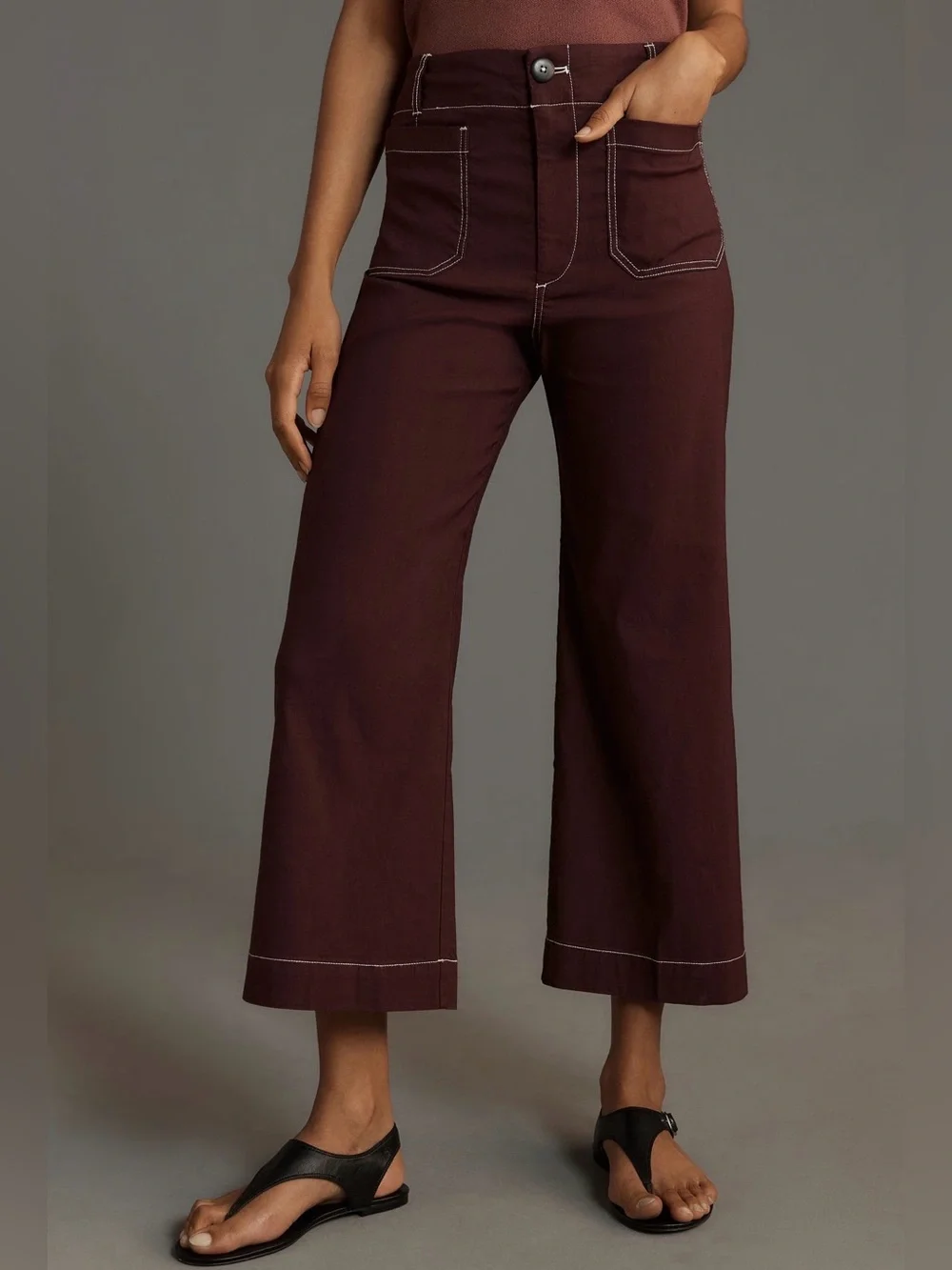 Maeve Black Colette Pants with white Contrast Stitching Sz 27 tall - Picture 1 of 6